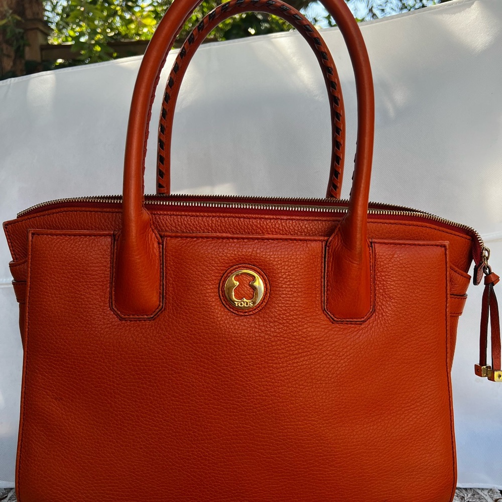 Tous Orange Leather Tote (Rose collection)